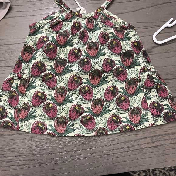 B9 KQuinn  🆕 GATHERED RUCHED TIE DRESS | LARGE PROTEAS | ORGANIC COTTON GAUZE - Picture 2 of 4